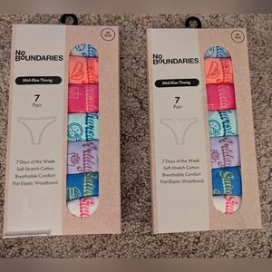 2 Packs Size XS No Boundaries Colorful Mid-Rise Thong Set